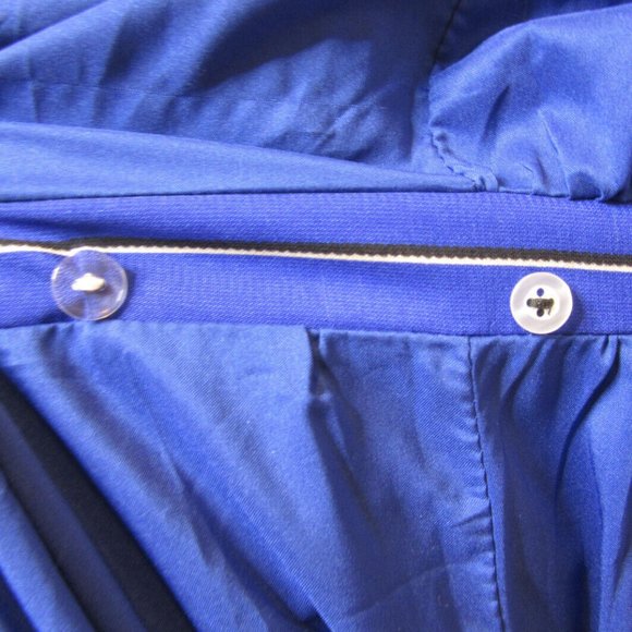 Long Blue Prom Dress Size M Stripes Button Wrap by One O Eight, British Elegant - Picture 6 of 12